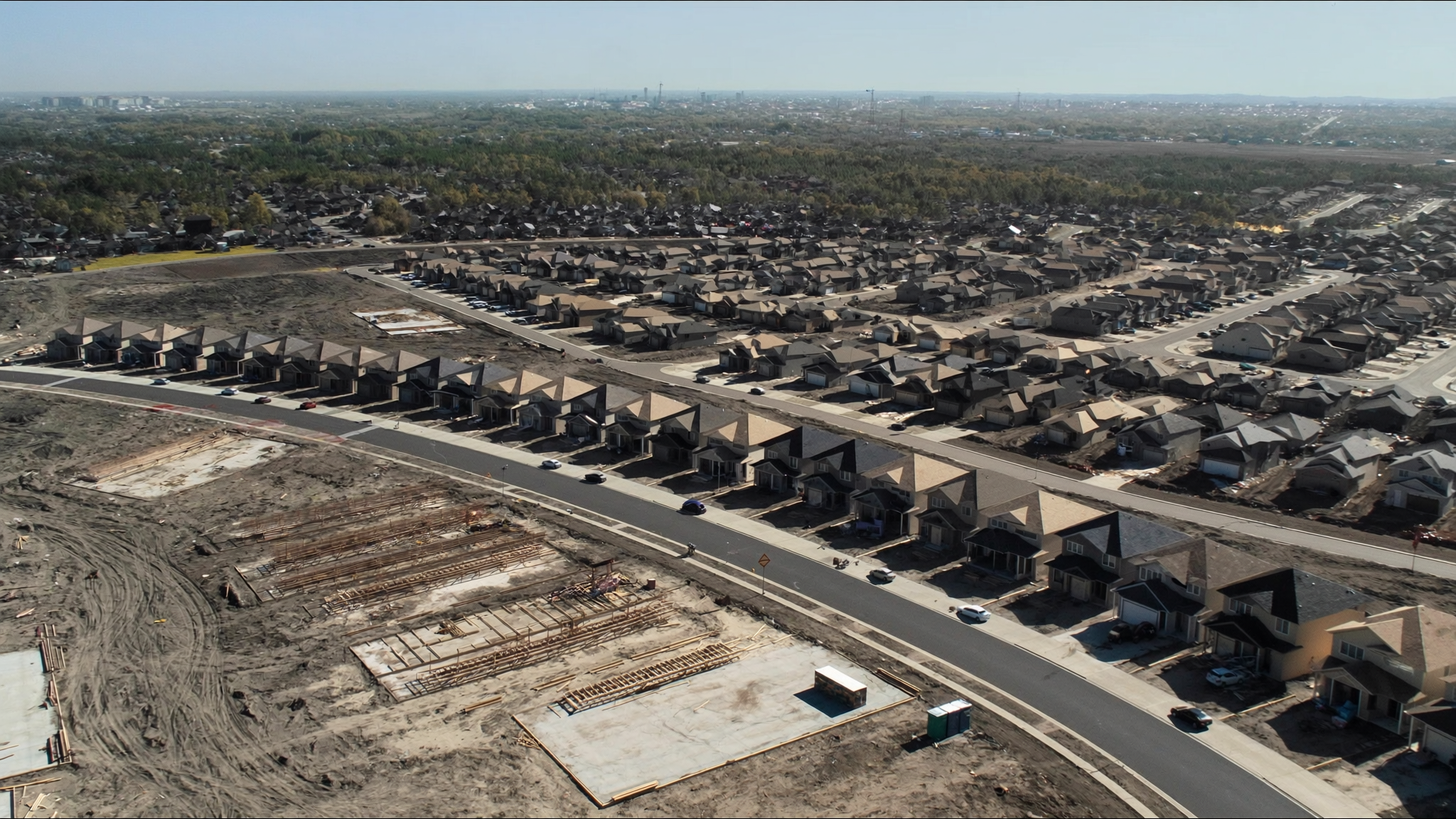 Aerial view of a new Ontario subdivision under construction