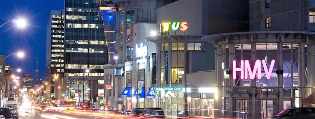Yonge & Eglinton Toronto Street at night.