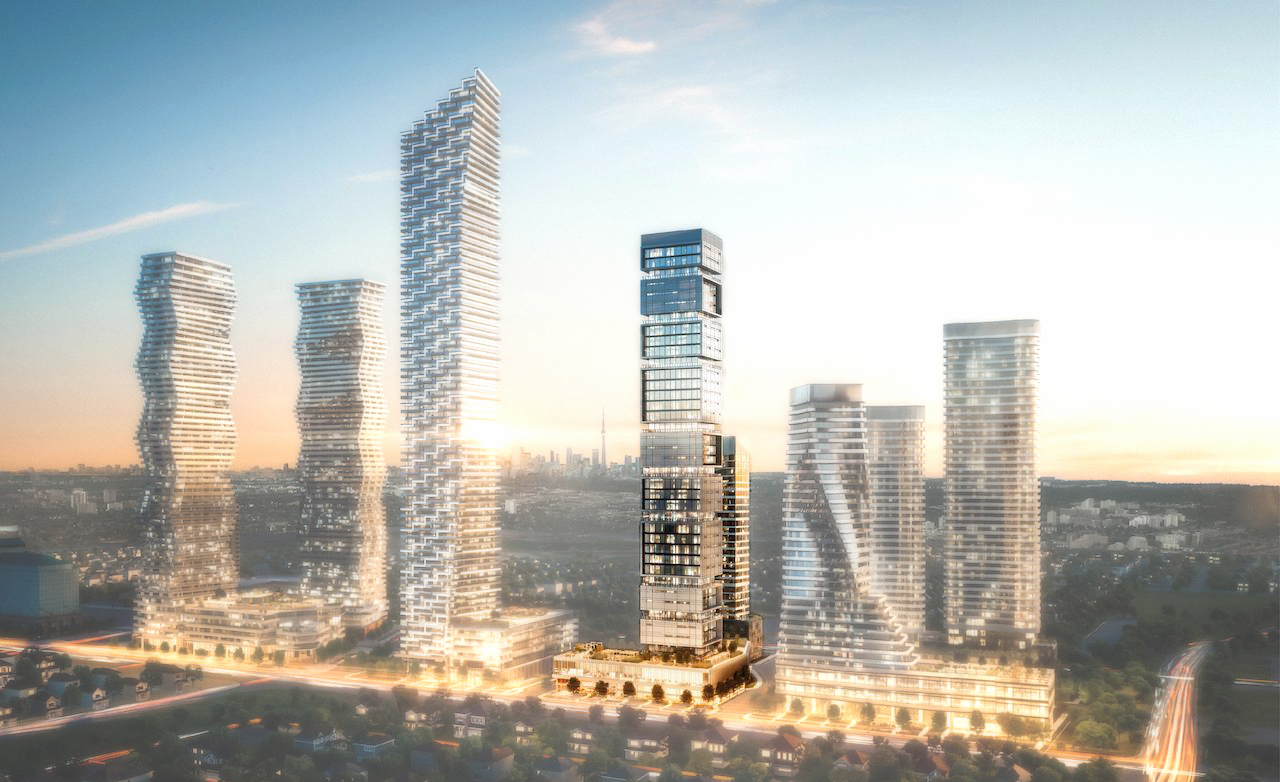 Rendering of M-City Condo Community with M4 Condos highlighted.