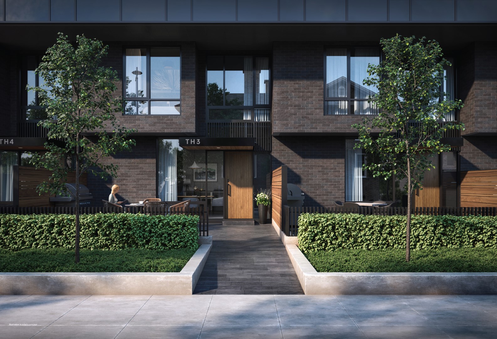 Rendering of 28 Eastern Townhome exterior.