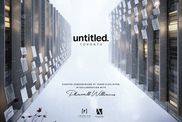 Rendering of Untitled Toronto Condos with the condo logo and Pharrell Williams signature.