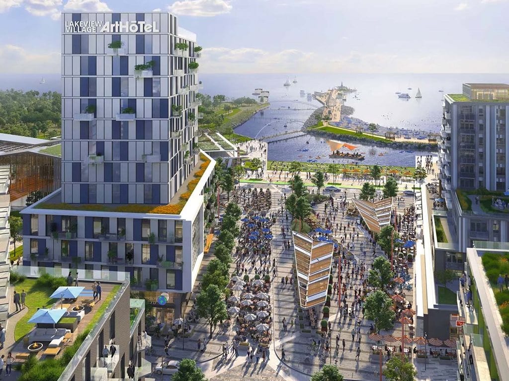 Rendering of Lakeview Village square