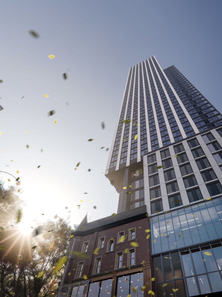 Rendering of Church Condos worms-eye-view