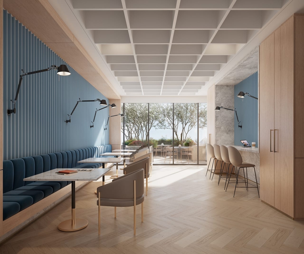 Rendering of 8 Elm Condos shared co-working space