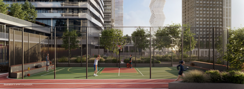 Rendering of M6 Condos multi purpose sports court