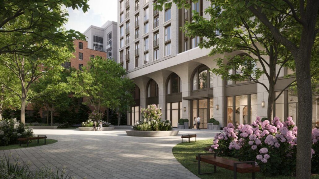 Rendering of 101 Spadina exterior entrance close-up