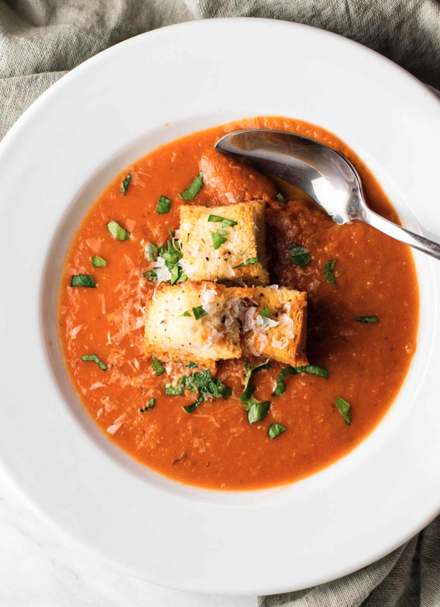 Creamy Tomato soup with Sourdough croutons