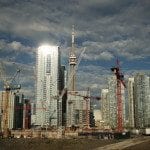 September 03 2010. The Toronto City skyline takes the late summer light from the west as the condos