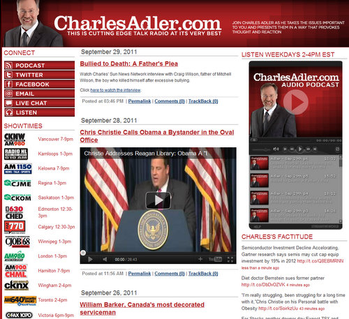 Charlesadler.com homepage