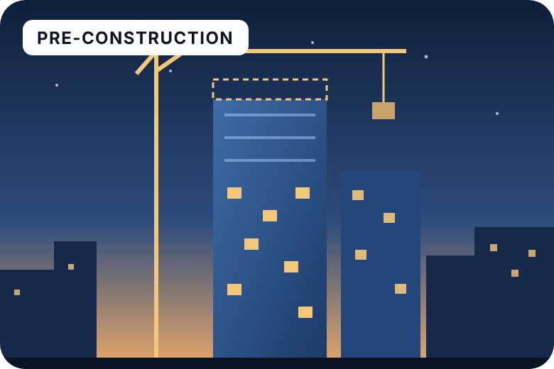 Pre-construction: a condo tower going up beside a crane